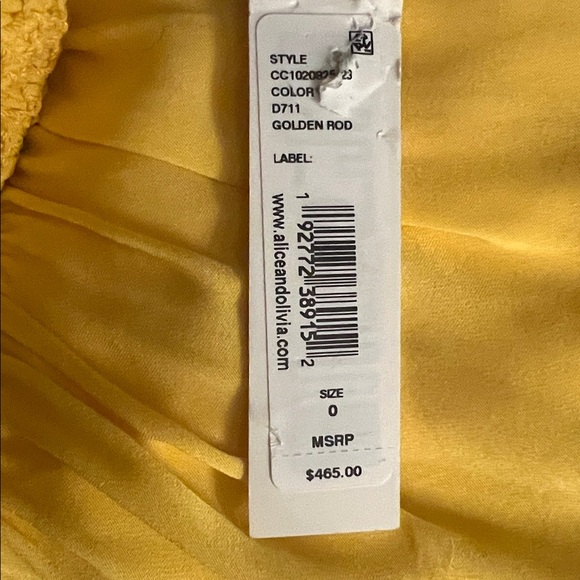 Alice & Olivia yellow dress lined size 0 NWT but can fit size 2 or 4 - Picture 6 of 6